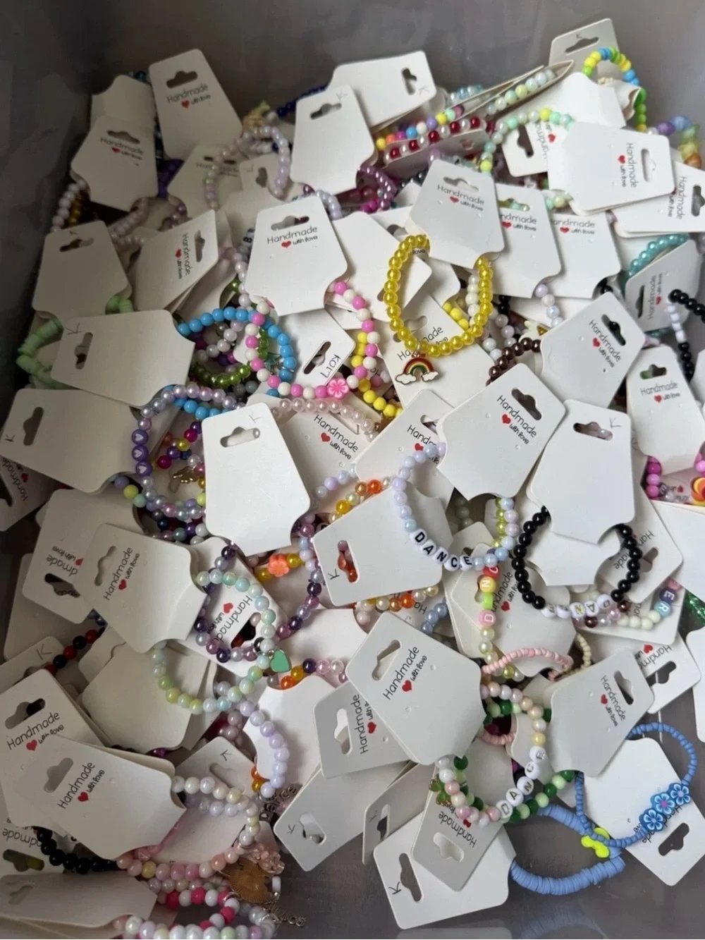 Bulk mystery set of 100 Kids Beaded Bracelet - Multicolor, handmade by me